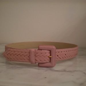 VALENTINO GARAVANI Pink Leather Braided Belt Small